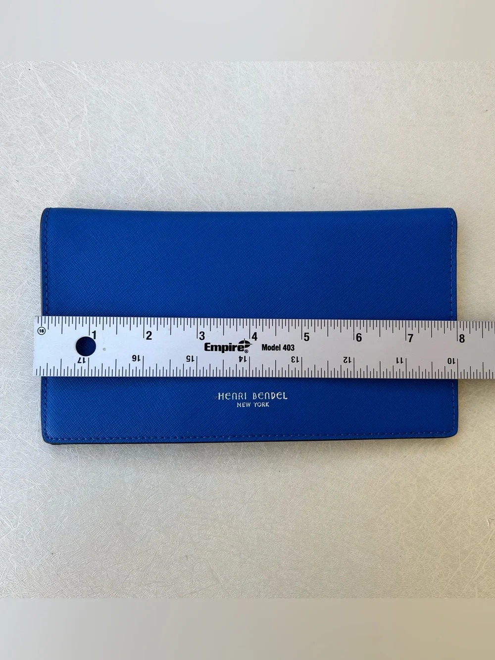 Henri Bendel New York Blue Saffiano Leather Continental Wallet